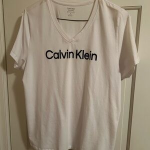 Calvin Klein White Tee with Black Logo in a new